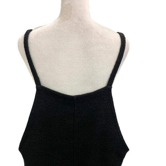 Madewell Wide-Leg Textured Knit Cropped Overalls Jumpsuit Black size Large - Picture 9 of 11